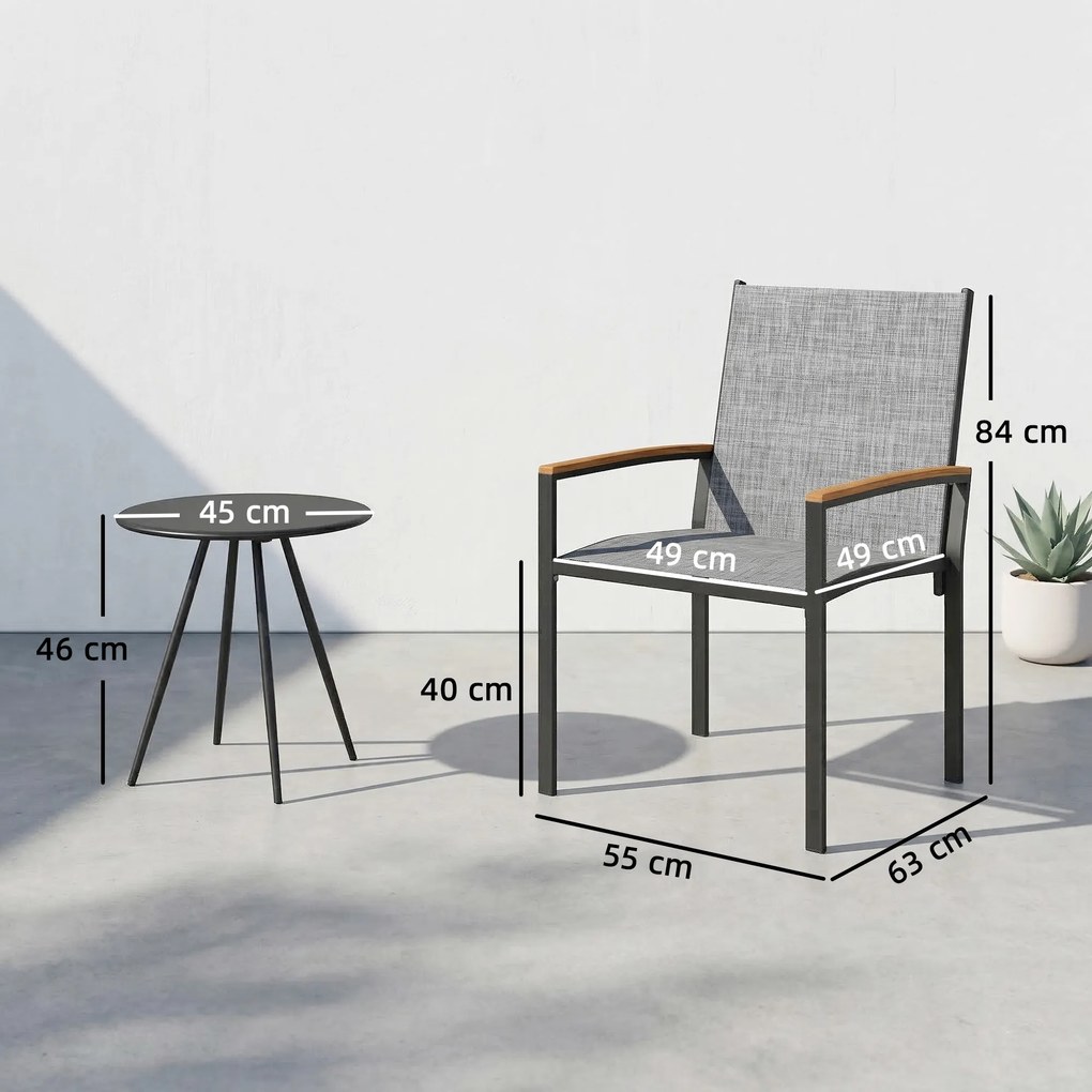 Outsunny Set bistrou 3 piese: Scaune din plasă și masă, Gri mixt. | Aosom Romania