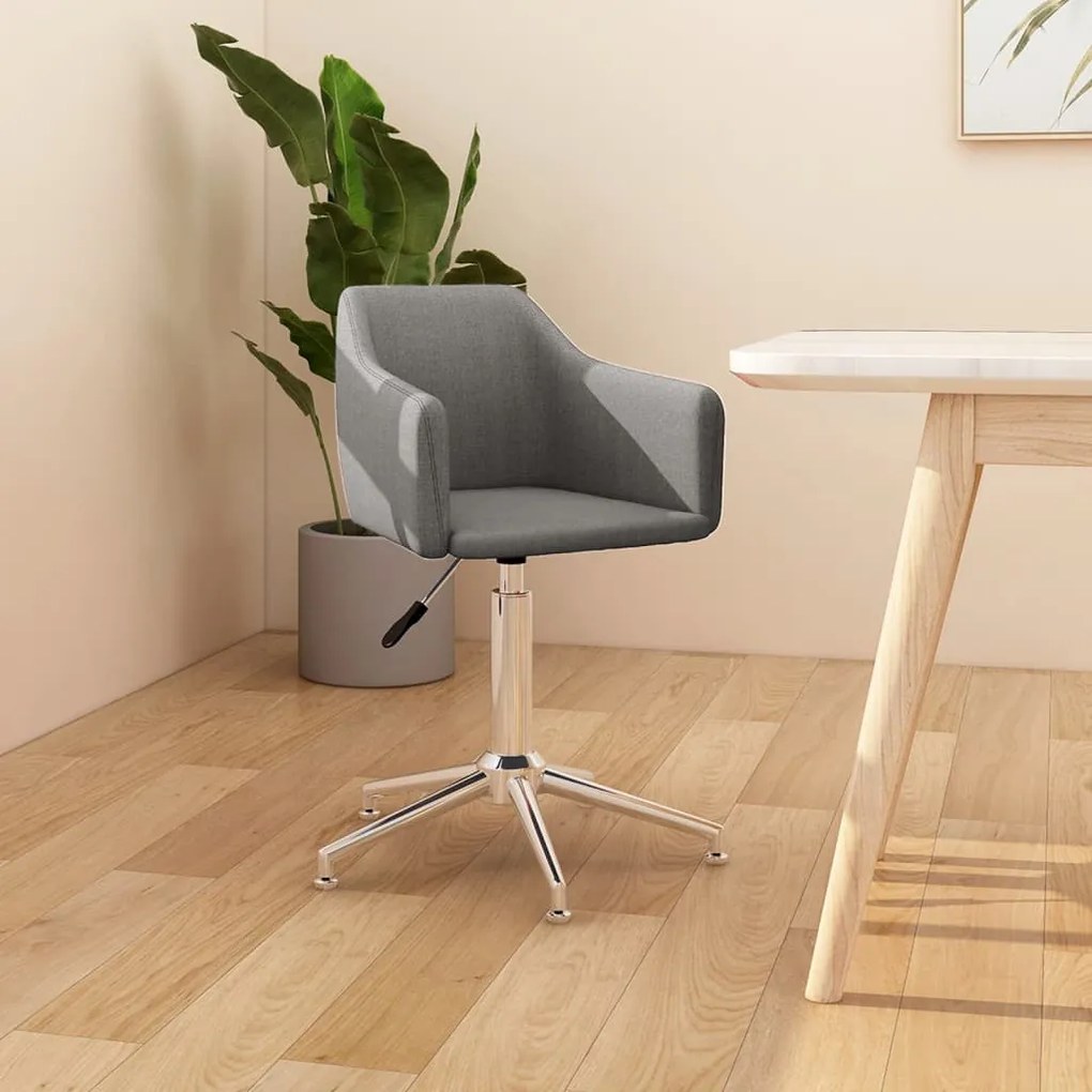 331185 vidaXL Scaun de bucătărie pivotant, gri deschis, textil