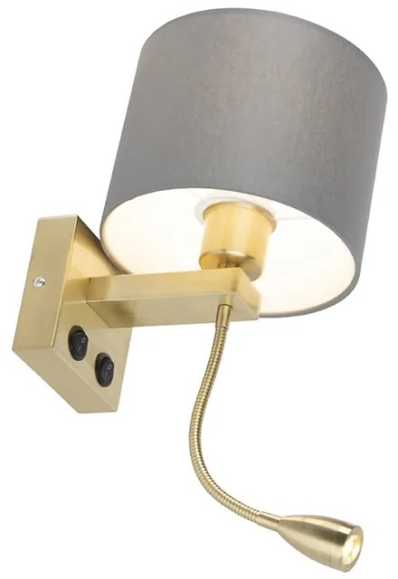 Lampă de perete Art Deco aurie cu abajur gri - Brescia