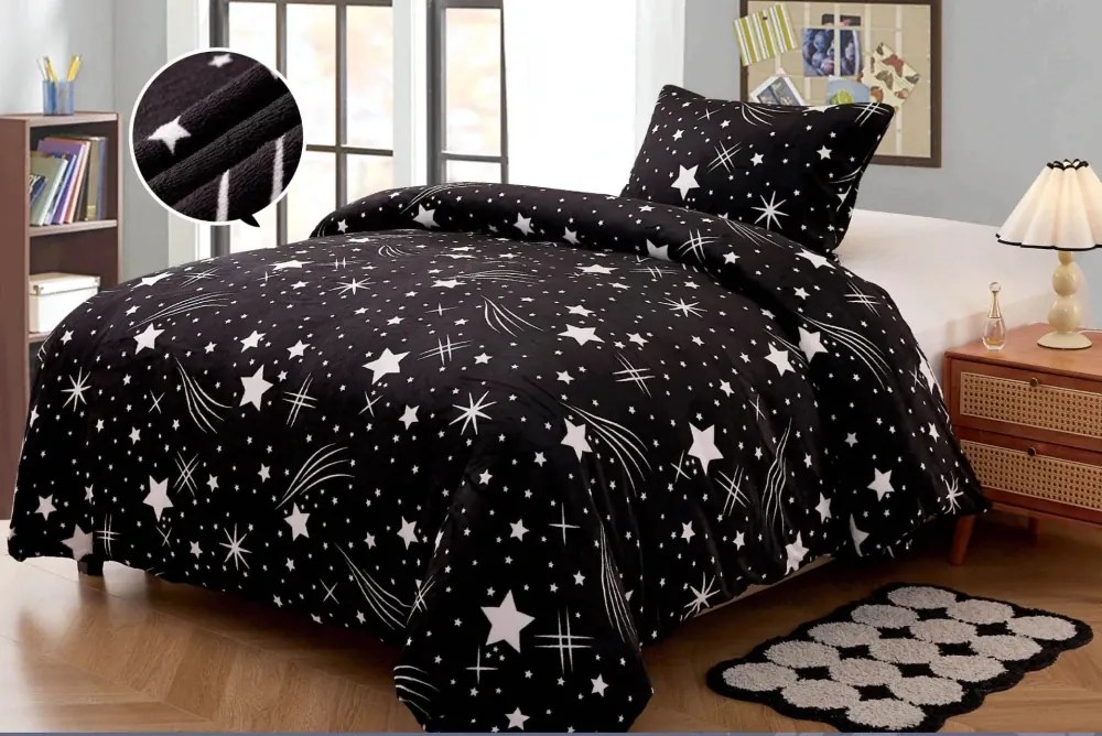 Lenjerie cocolino NIGHT SKY negru Dimensiune lenjerie de pat: 70 x 90 cm | 140 x 200 cm