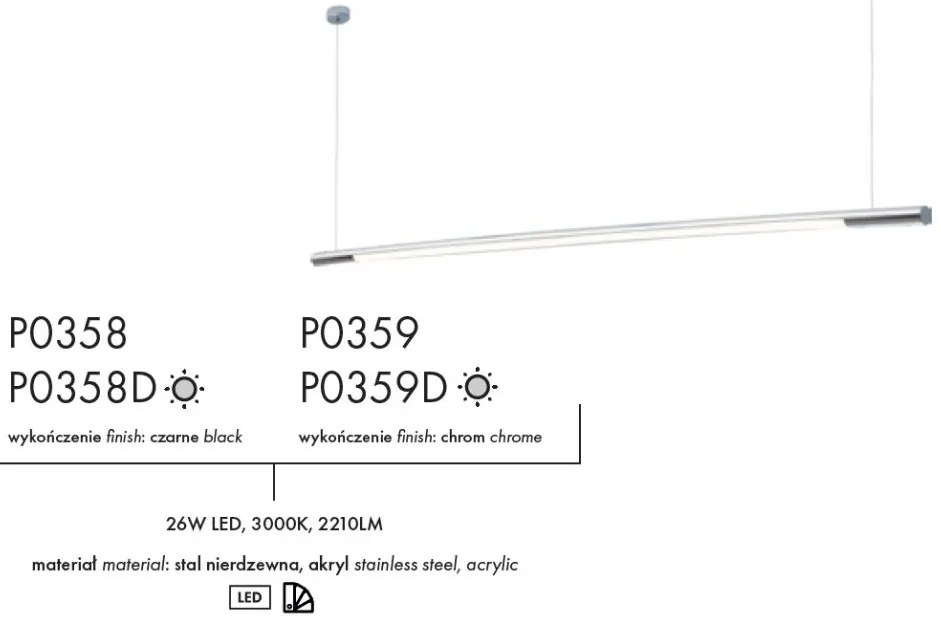 Lustra LED suspendata Organic Horizon 150cm dimmable