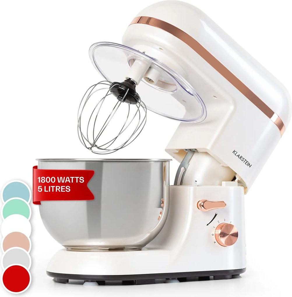 Klarstein Bella Elegance, robot de bucătărie, 1800 W, 1,7 HP, 6 nivele, 5 litri, alb