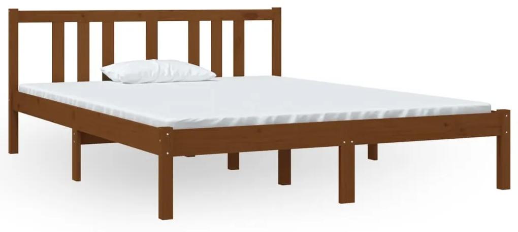 814867 vidaXL Cadru de pat, maro miere, 140x190 cm, lemn masiv