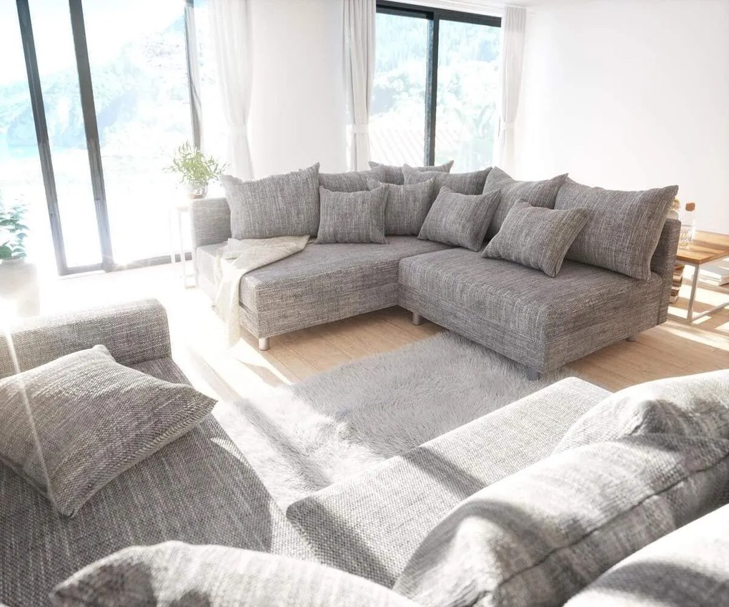Colțar U XXL cu taburet inclus Justin Grey 400x200 cm