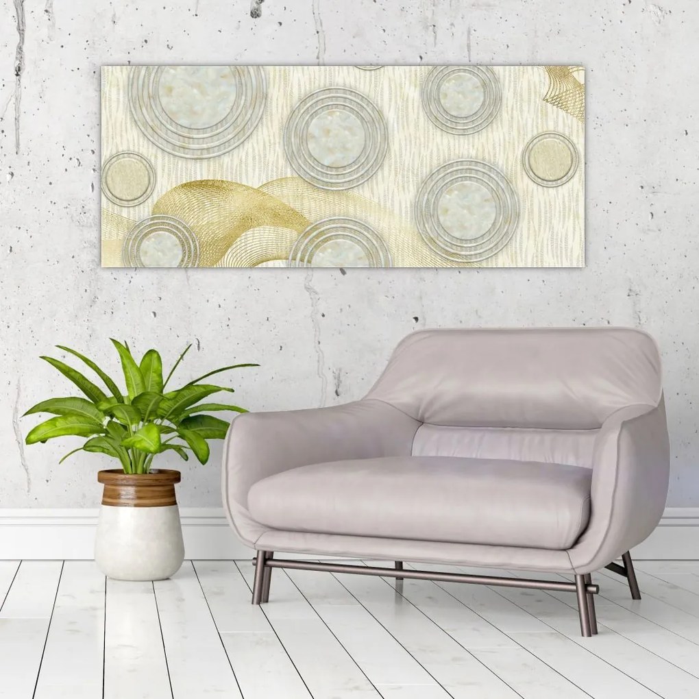 Tablou - Abstract, cercuri de marmură (120x50 cm)