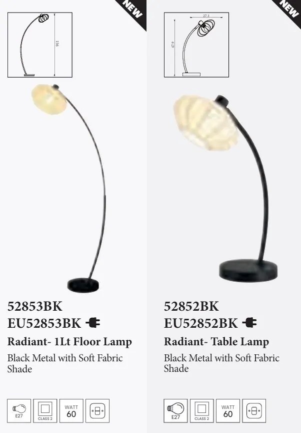 Lampa de masa cu abajur stil cocoon Radiant