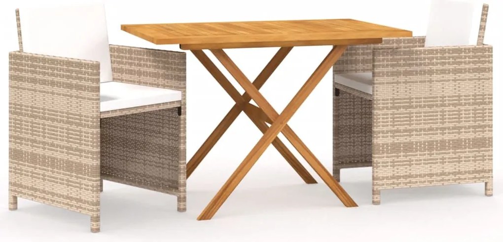 vidaXL Set mobilier de grădină cu perne, 3 piese, bej
