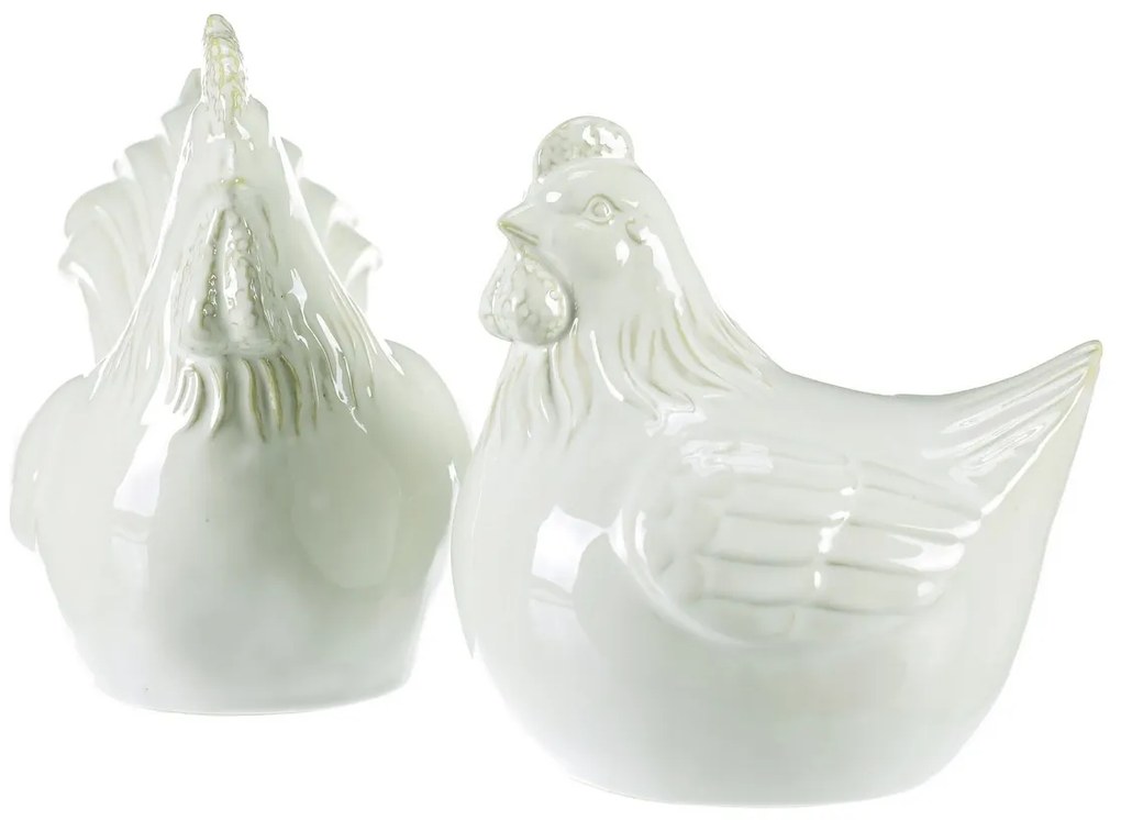 Decorațiune ceramică Hen și robinet, alb , 11 x 13x 14 cm, set de 2