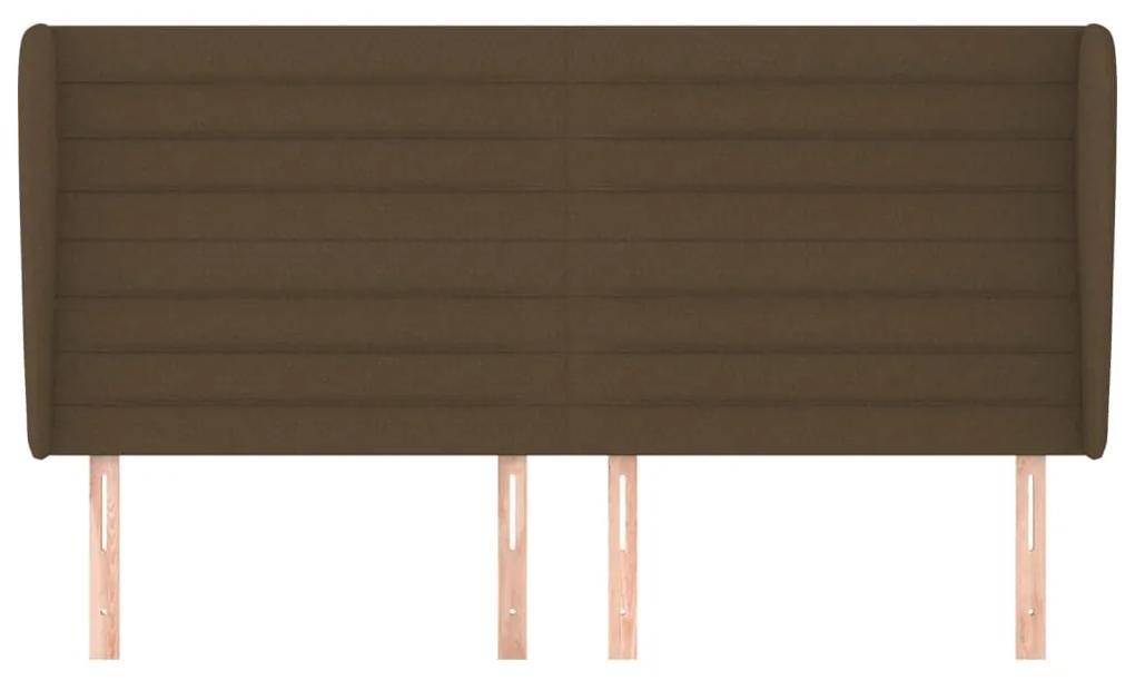 Tablie de pat cu aripioare maro inchis 183x23x118 128 cm textil 1, Maro inchis, 183 x 23 x 118 128 cm