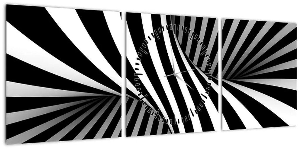 Tablou abstract cu dungi de zebră (cu ceas) (90x30 cm)