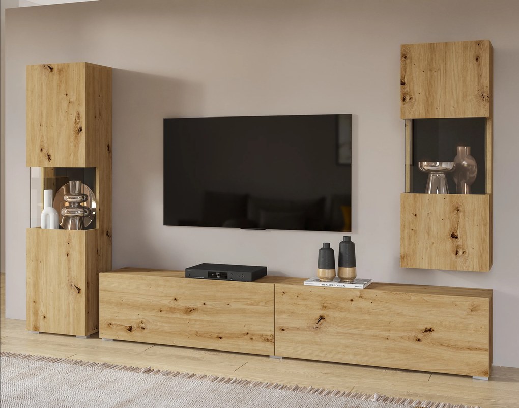 Mobilier living Avernic Typ 10 (negru + Stejar artisan). 1042057
