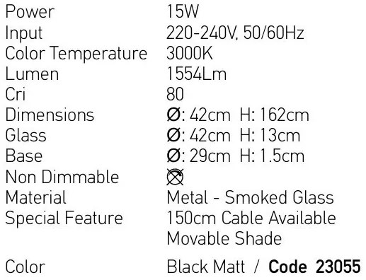 Lampadar, Lampa de podea design modern LED DECO negru/ fumuriu