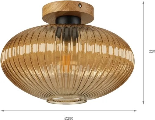 Plafonieră MILOU WOOD 1xE27/15W/230V stejar/bej fumuriu, diam. 29 cm
