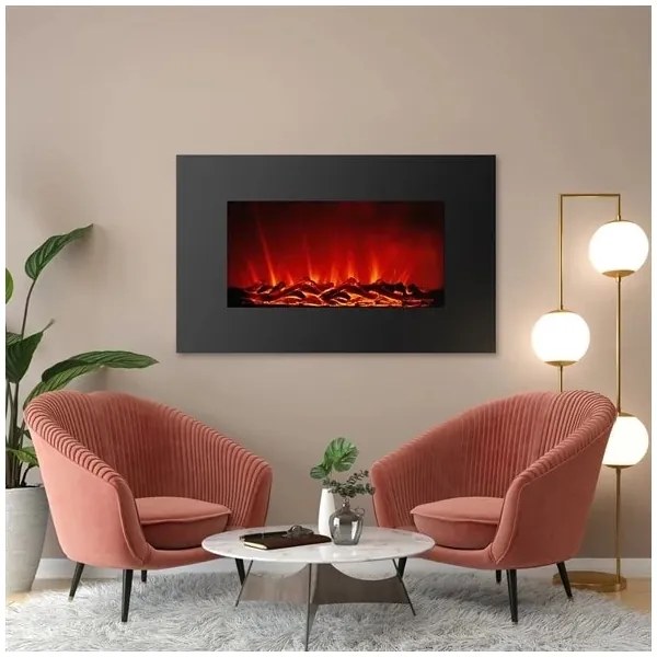 Șemineu LED electric de perete cu încălzire LED/2000W/230V 56x88 cm