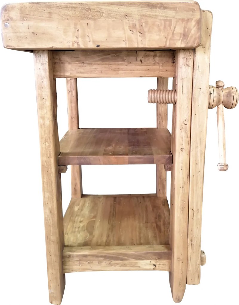 Banc de tamplar, L64 57 H82 cm, natur antic, lemn masiv