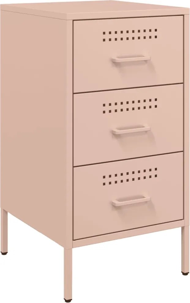 vidaXL Noptieră, roz, 36x39x68 cm, oțel