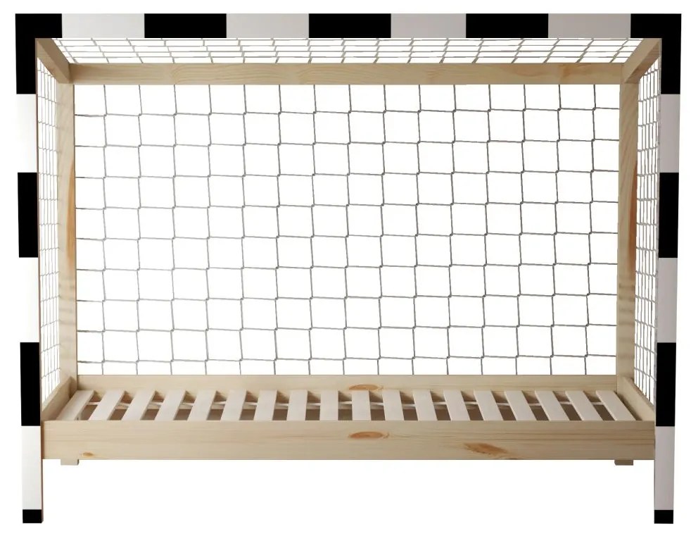 Pat pentru copii 90 cm Facilmente (natural + alb + negru) (cu somieră) (cu sp. depozitare). 1116345