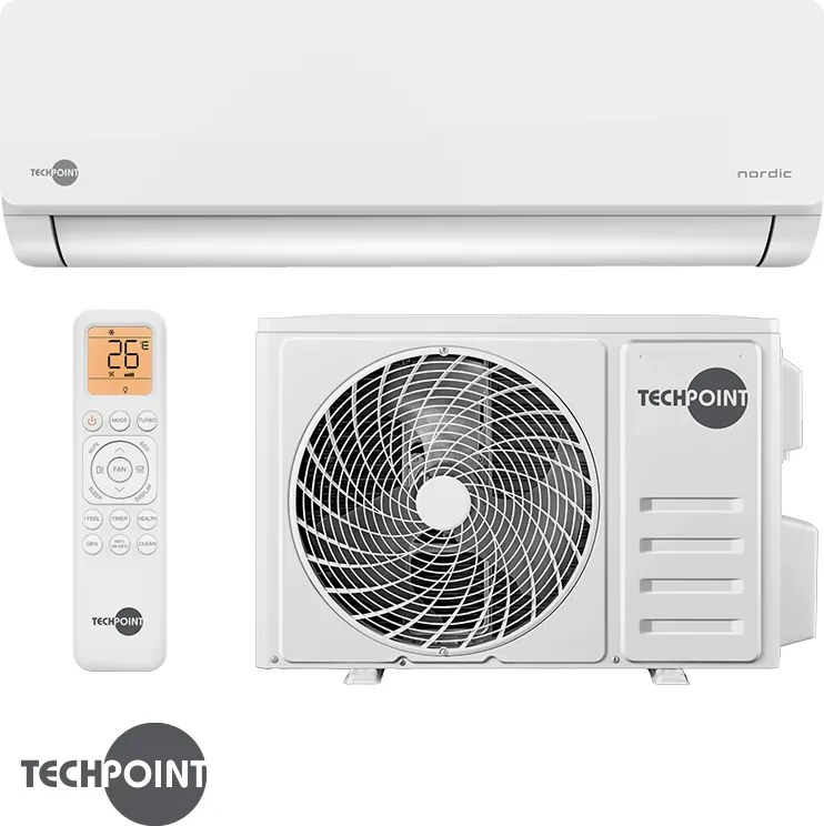 Aparat de aer conditionat cu invertor TechPoint NPT 24 X-PRO NORDIC, 24000 BTU, 45 m², A++, Wi-Fi, R-32, Golden Fin, Alb