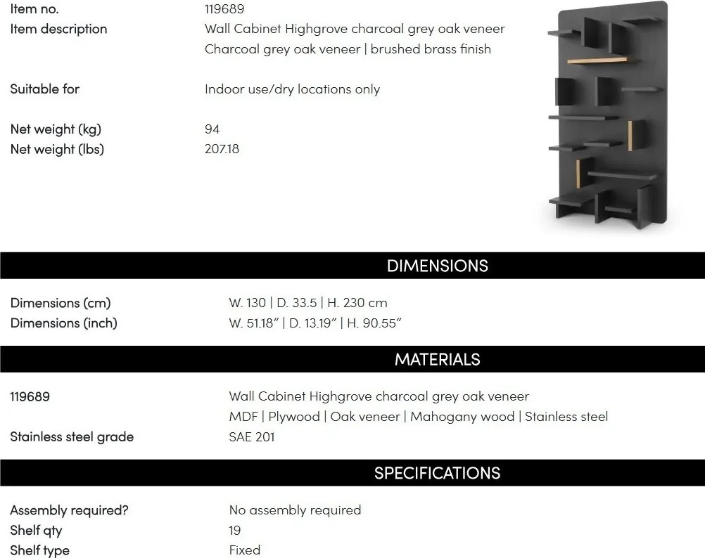Raft de perete design LUX Highgrove