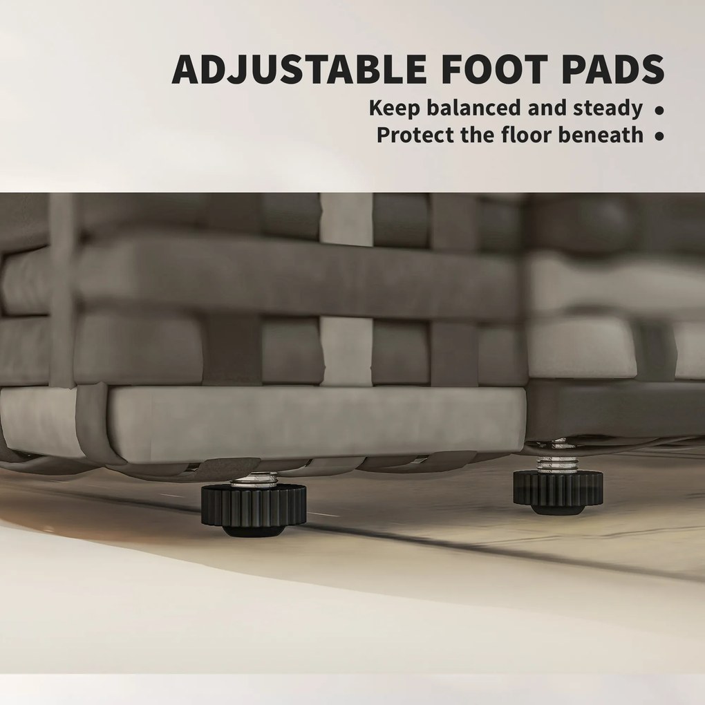 Outsunny Canapea ratan 2 locuri cu perne pliabilă tăvi laterale lounge set șezut Gri deschis | Aosom Romania