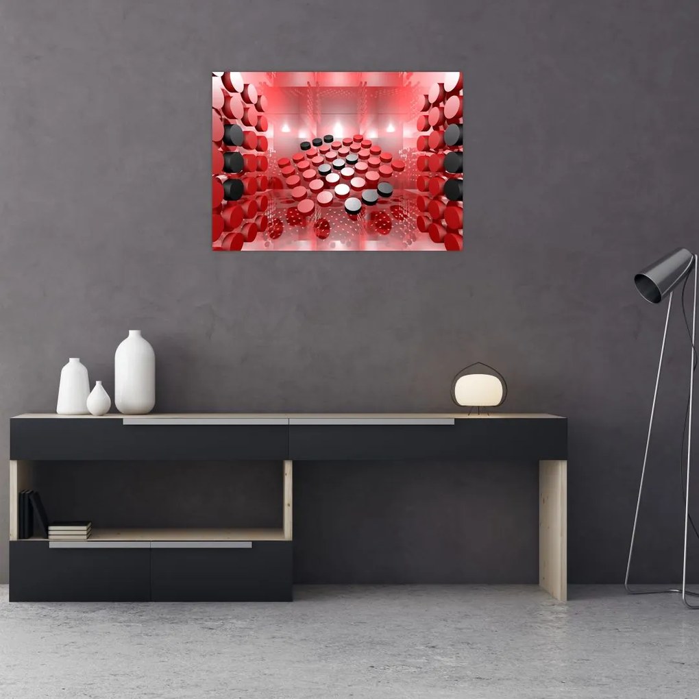 Tablou pe sticlă cu abstracți din butoane (70x50 cm)