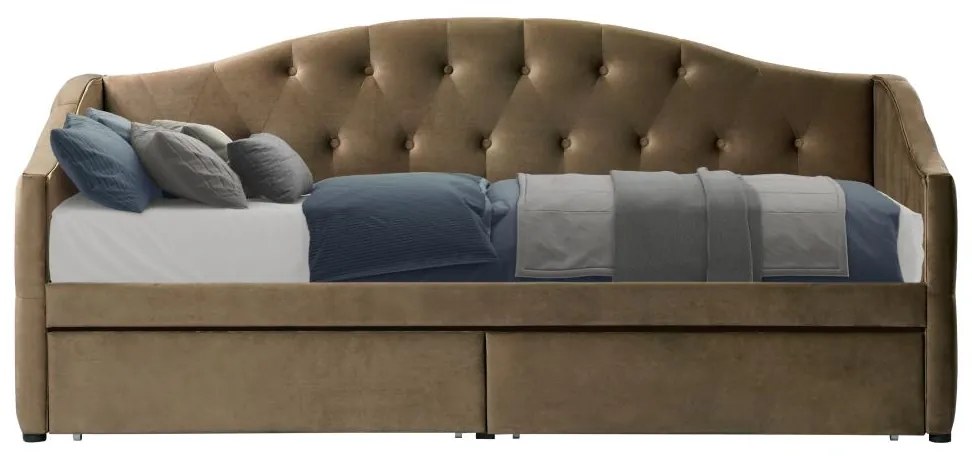 Pat de o persoană (divan) 90 cm Zonas (maro) (cu somieră) (cu sp. depozitare). 1116568
