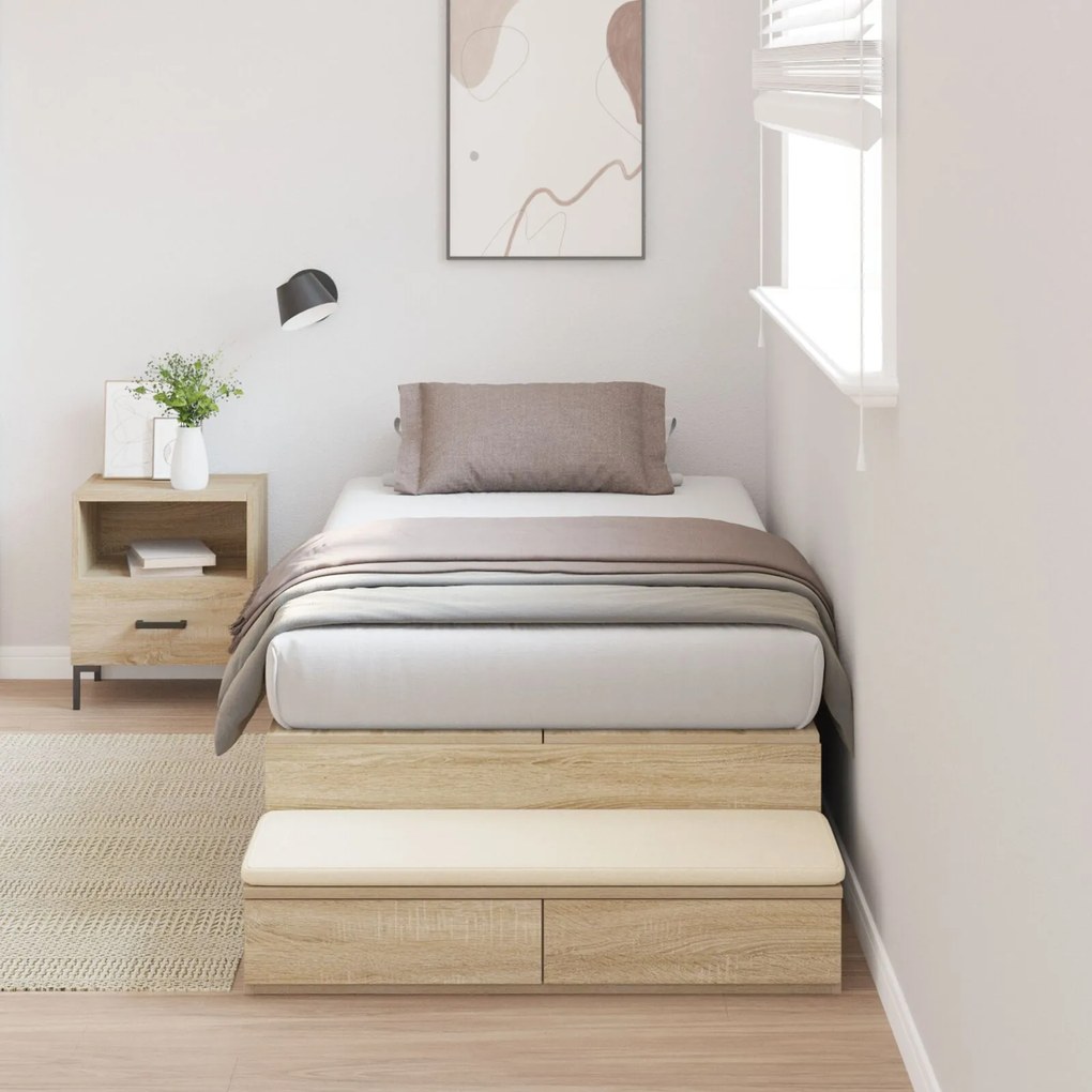 vidaXL cadru de pat cu depozitare Sonoma Oak 75x190 cm