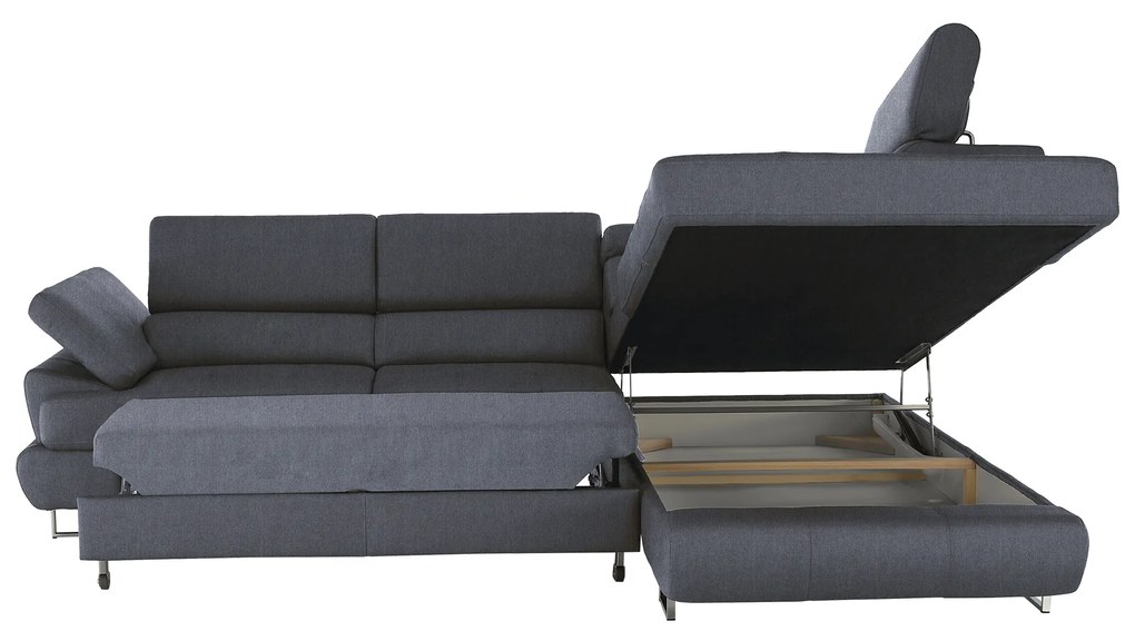 Set canapea cu spaţiu de depozitare, gri, dreapta, BUTON R