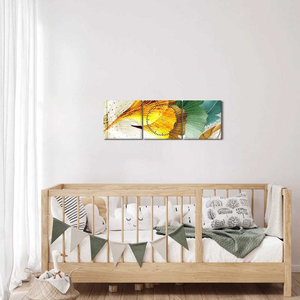 Tablou - Frunze (cu ceas) (90x30 cm)