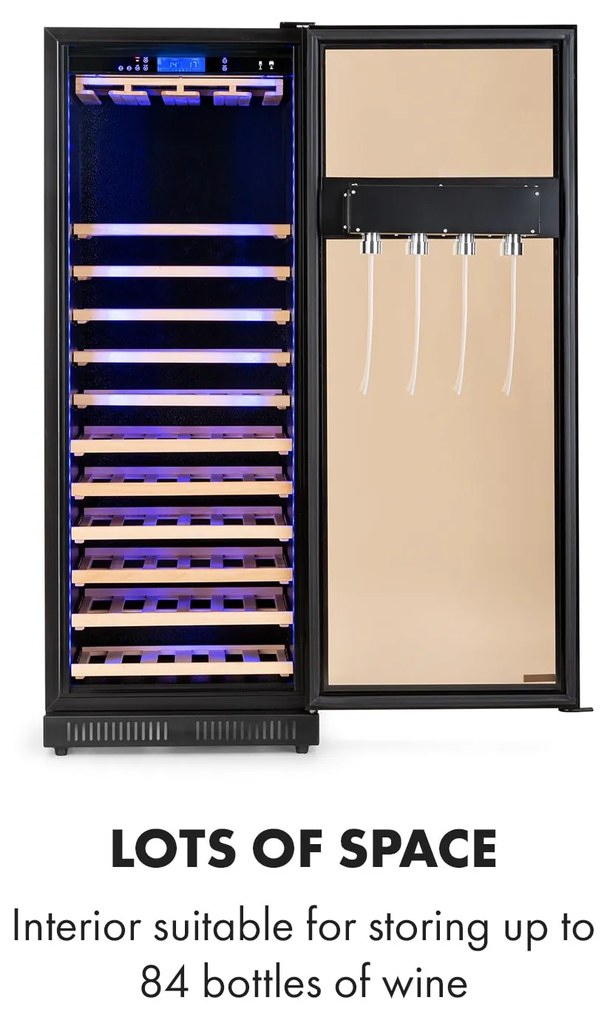 First Class 84, răcitor de vinuri, 4 distribuitoare, 84 de sticle, 5-22°C, negru