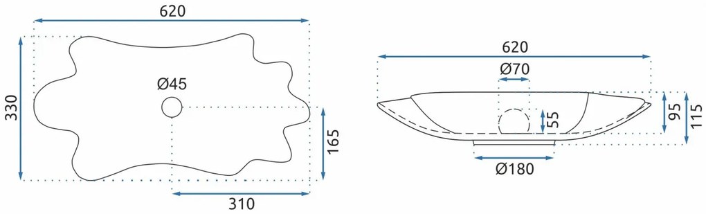 Lavoar Sea alb/auriu L62 cm