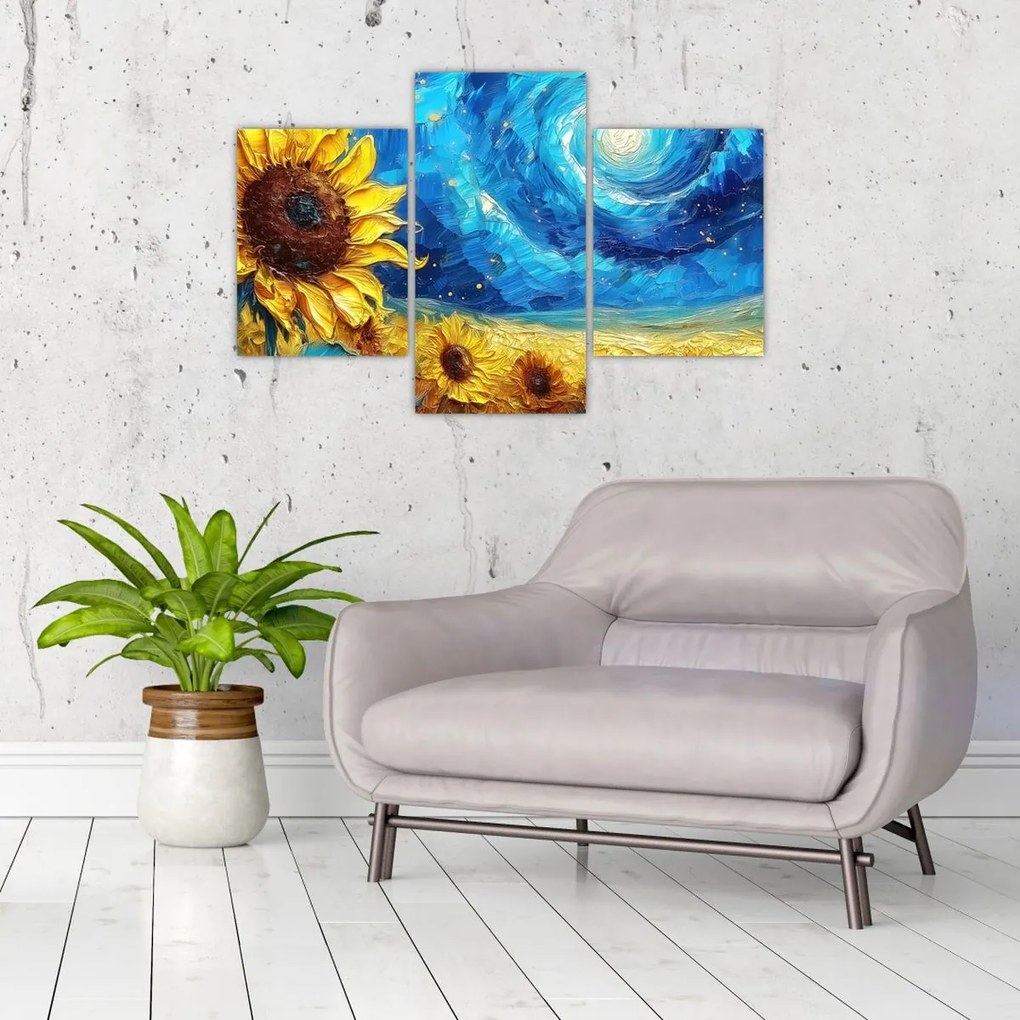 Tablou - Pictura floarea-soarelui (90x60 cm)