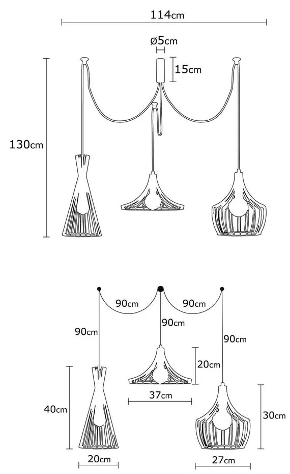 Lustră neagră Mezopotamya – Opviq lights