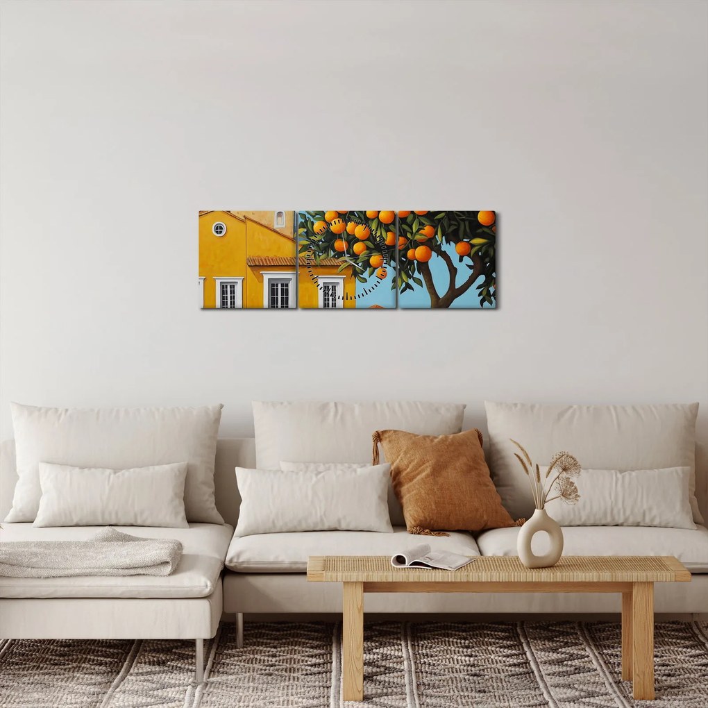 Tablou - Portocal (cu ceas) (90x30 cm)