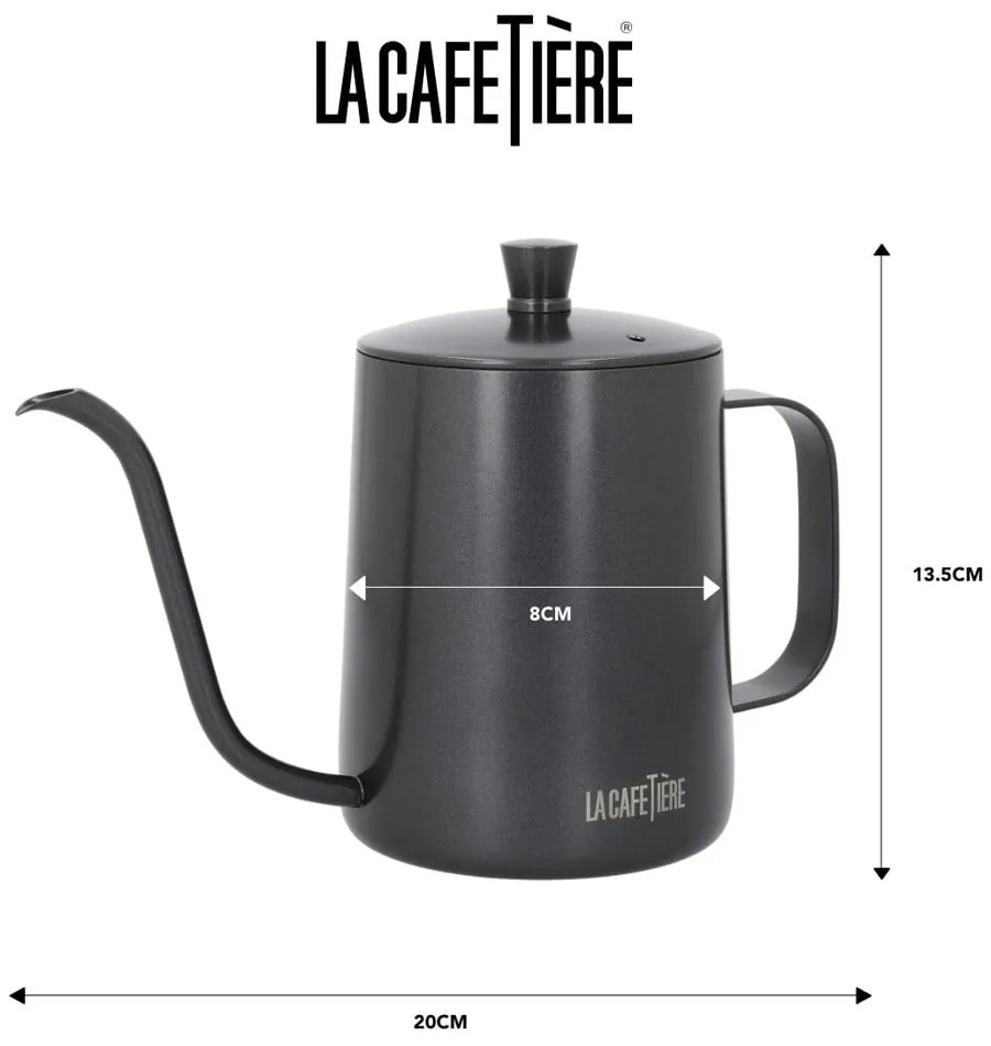 Ibric de cafea din oțel inoxidabil gri 0,6 l La Cafetiere - Kitchen Craft