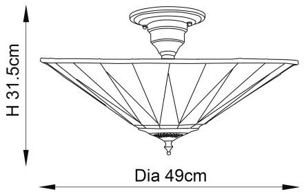 Endon 64043 - Lustră aplicată Tiffany DARK STAR, 3 x E27, 60 W, 230 V, diam. 49 cm