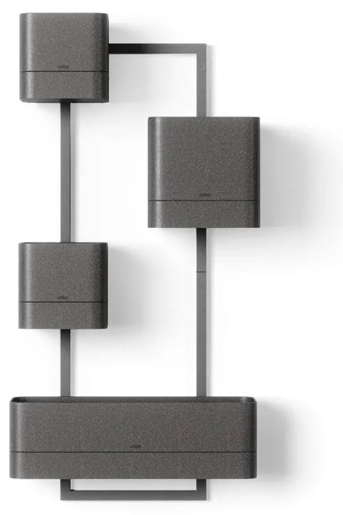 Ghivece 4 buc. din plastic pentru ierburi aromatice de perete Cubiko – Umbra