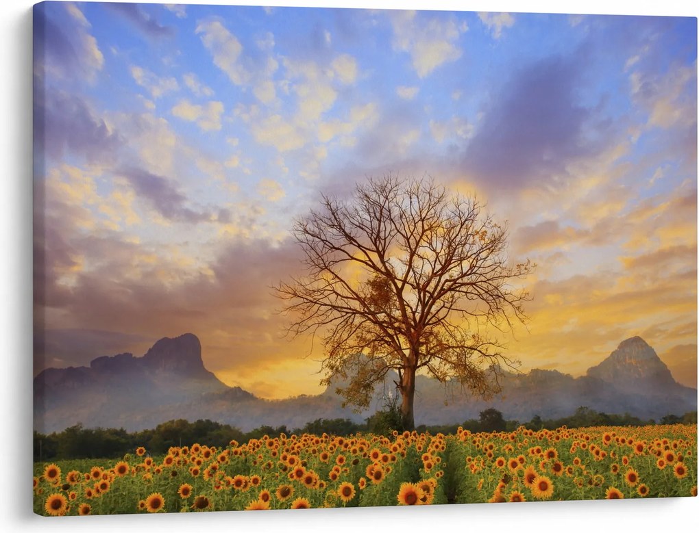 Tablou - Peisaj cu floarea soarelui (70x50 cm)