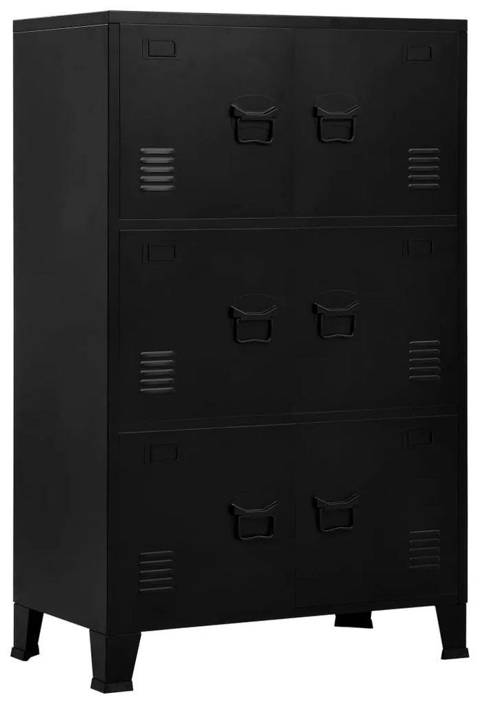 vidaXL Fișet cu 6 uși, negru, 75 x 40 x 120 cm, oțel, industrial