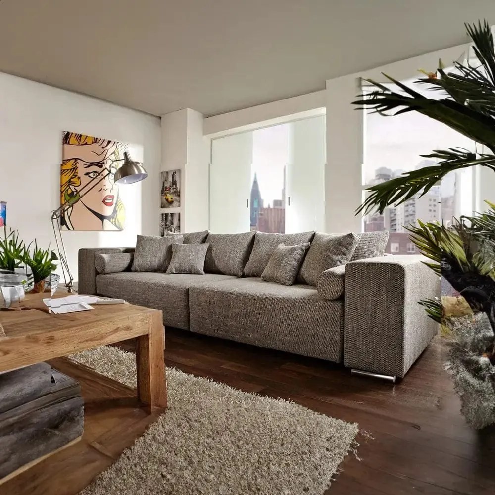 Canapea extensibilă dumonde cu ladă de depozitare si sezut confortabil din spuma high-density, Marbela Magma Grey XXL 295x100 cm