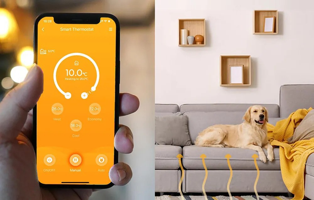 Termostat Smart Wifi Meross, alb, compatibil Alexa, Google, HomeKit