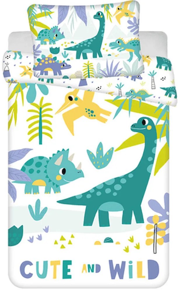 Dinozaur Cute &amp; Wild lenjerie de pat pentru copii 100×135cm, 40×60 cm