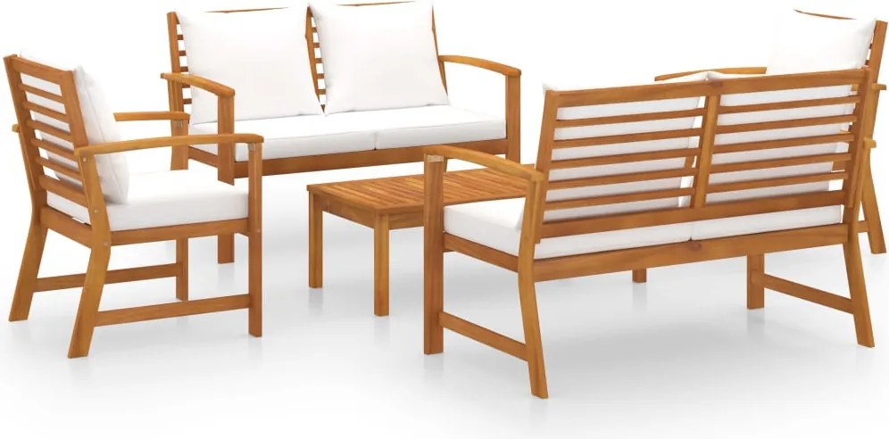 vidaXL Set mobilier de grădină cu perne, 5 piese, lemn masiv acacia