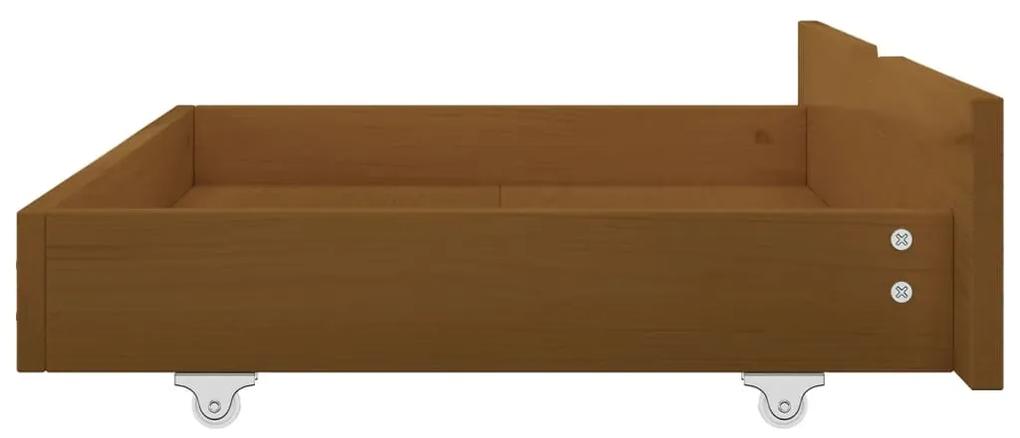 Cadru de pat cu 2 sertare maro miere 160x200 cm lemn masiv pin maro miere, 160 x 200 cm, 2 Sertare