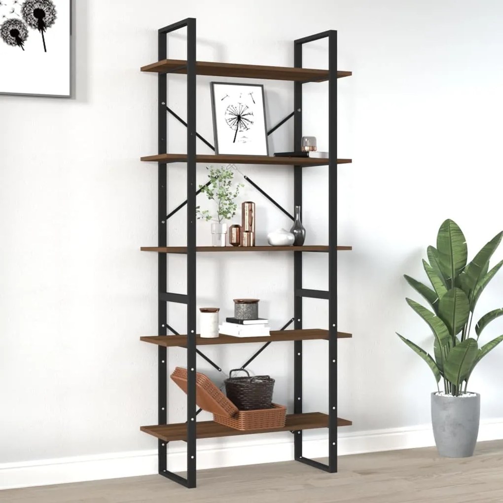 3114018 vidaXL Bibliotecă 5 niveluri stejar maro, 80x30x175 cm lemn prelucrat