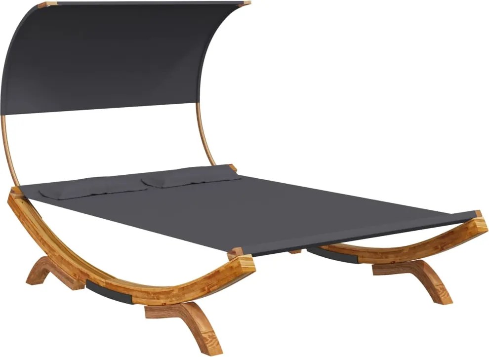 vidaXL Pat de exterior cu baldachin antracit 165x203x126 cm lemn masiv