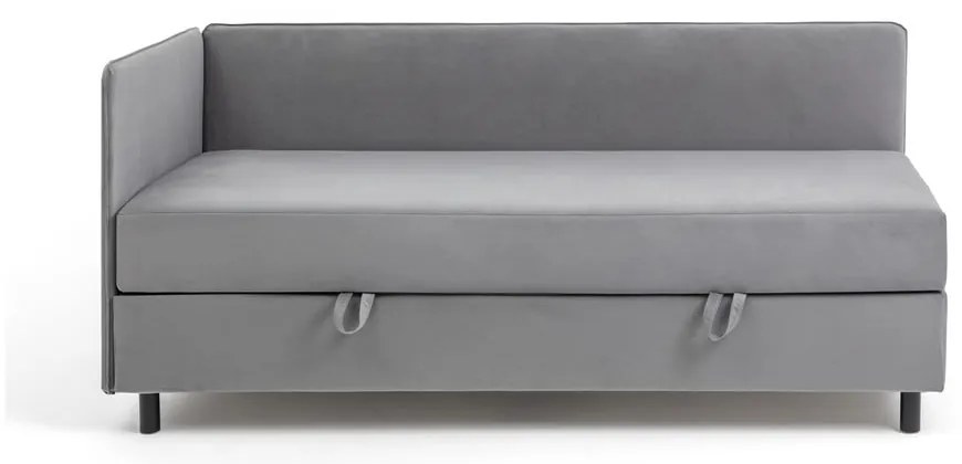 Pat gri tapițat cu spațiu de depozitare cu saltea 120x200 cm Avela – Bonami Selection