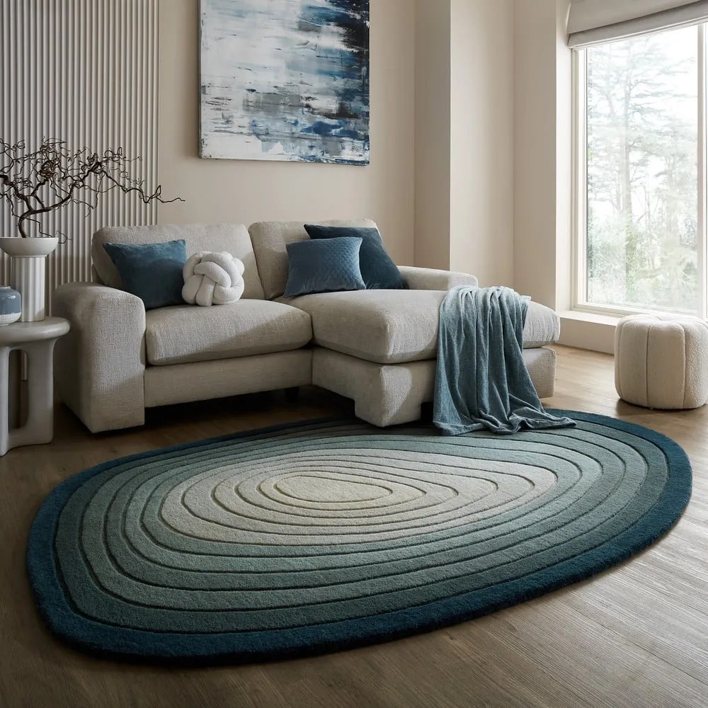 Covor albastru din lână 200x290 cm Puddle Ombre Wool – Flair Rugs