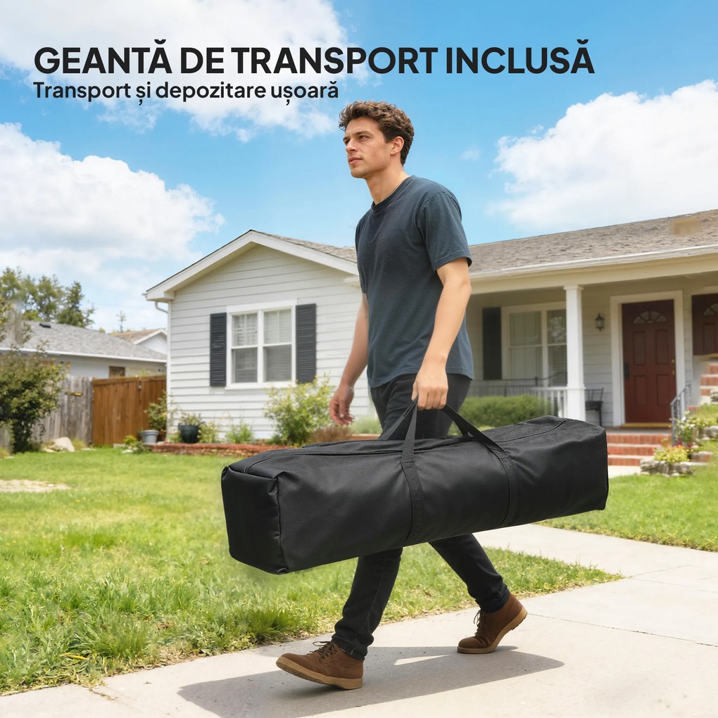 Outsunny Pavilion 3x3 m Pliabil Pop Up cu Înălțime Reglabilă, Pavilion de Grădină cu Pereți Laterali, Saci de Nisip, Geantă de Transport, UV50+, pentru Exterior Camping Petreceri, Albastru Închis | Aosom Romania