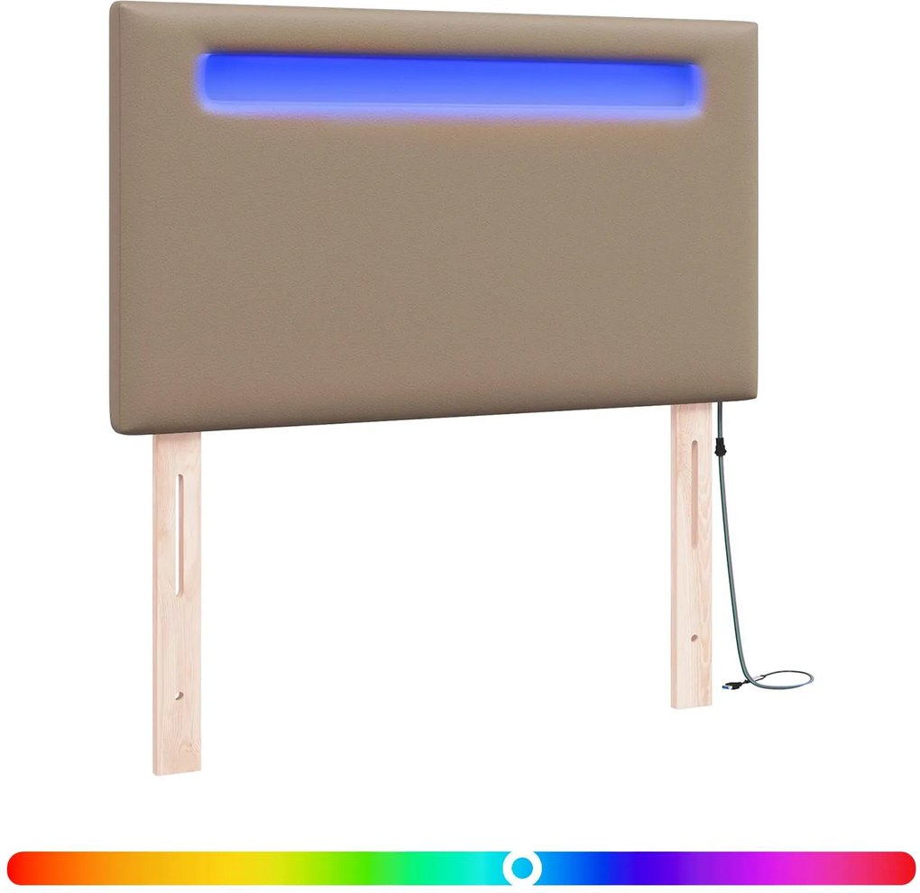 vidaXL Tăblie LED Cappuccino 90 cm Piele artificială